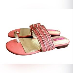 Issac Mizrahi New York Women’s Leather Bailey Style Ring Toe Sandals